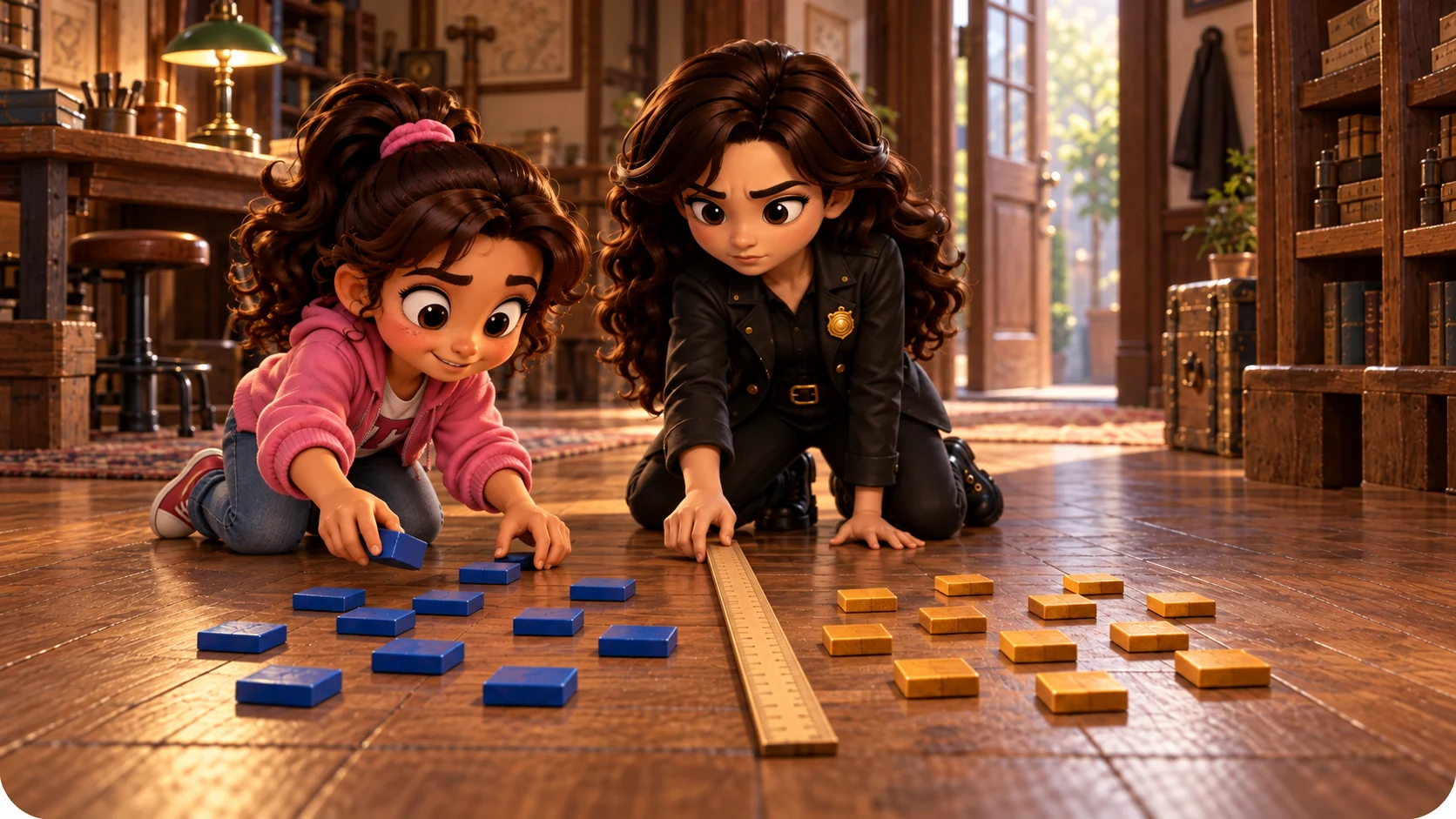 ness slides one ruler between two groups of tiles that can be separated.