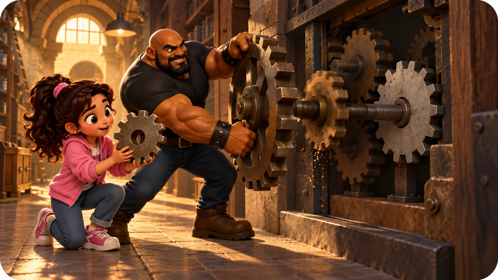 bruno turns an output gear backward while a hidden gear has no target mark.