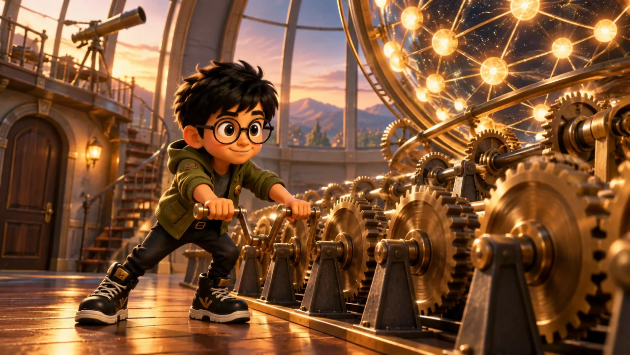 leo turns many identical gears at the same instant.