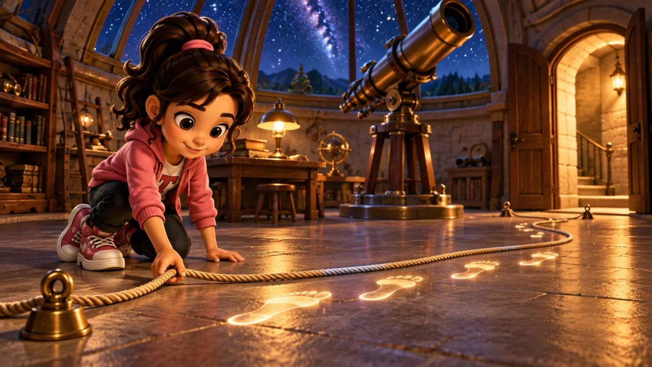 tya lays one rope path across the floor as faint footsteps trace it again during sleep.